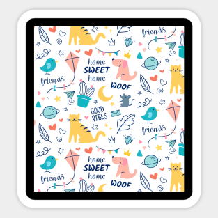 Cute colorful doodle cat Sticker